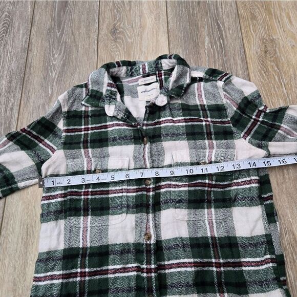 American Eagle Ahh-mazingly Soft plaid button up shirt xmas green white red xs - Picture 6 of 10